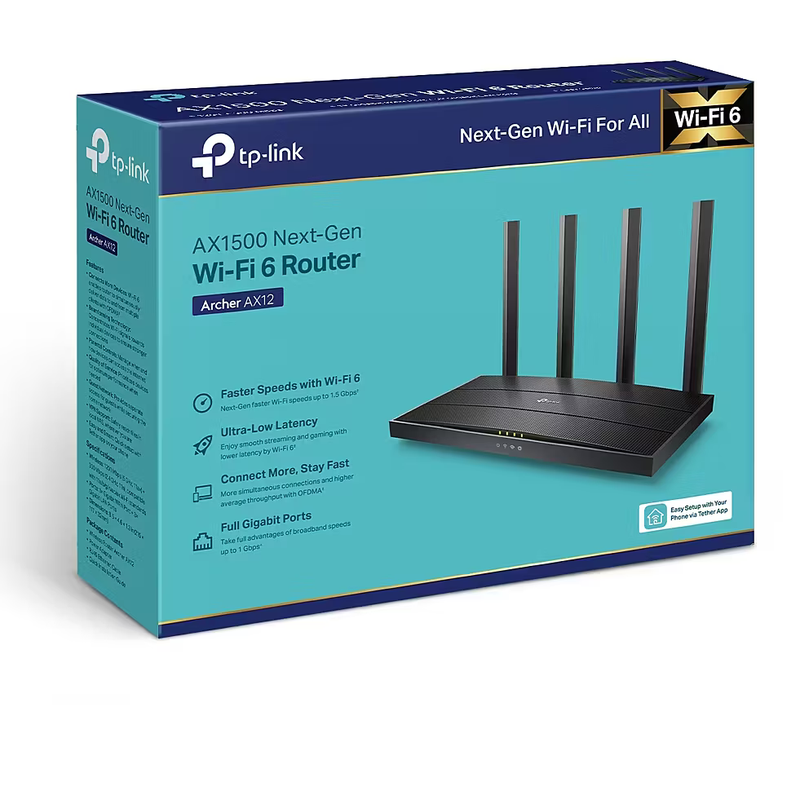 TP-LINK AX1500 NEXT-GEN WI-FI 6 ROUTER ARCHER AX12